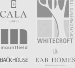 Cala Homes, Mountfield Developments, Backhouse Homes, EAB Homes, and Whitecroft Developments