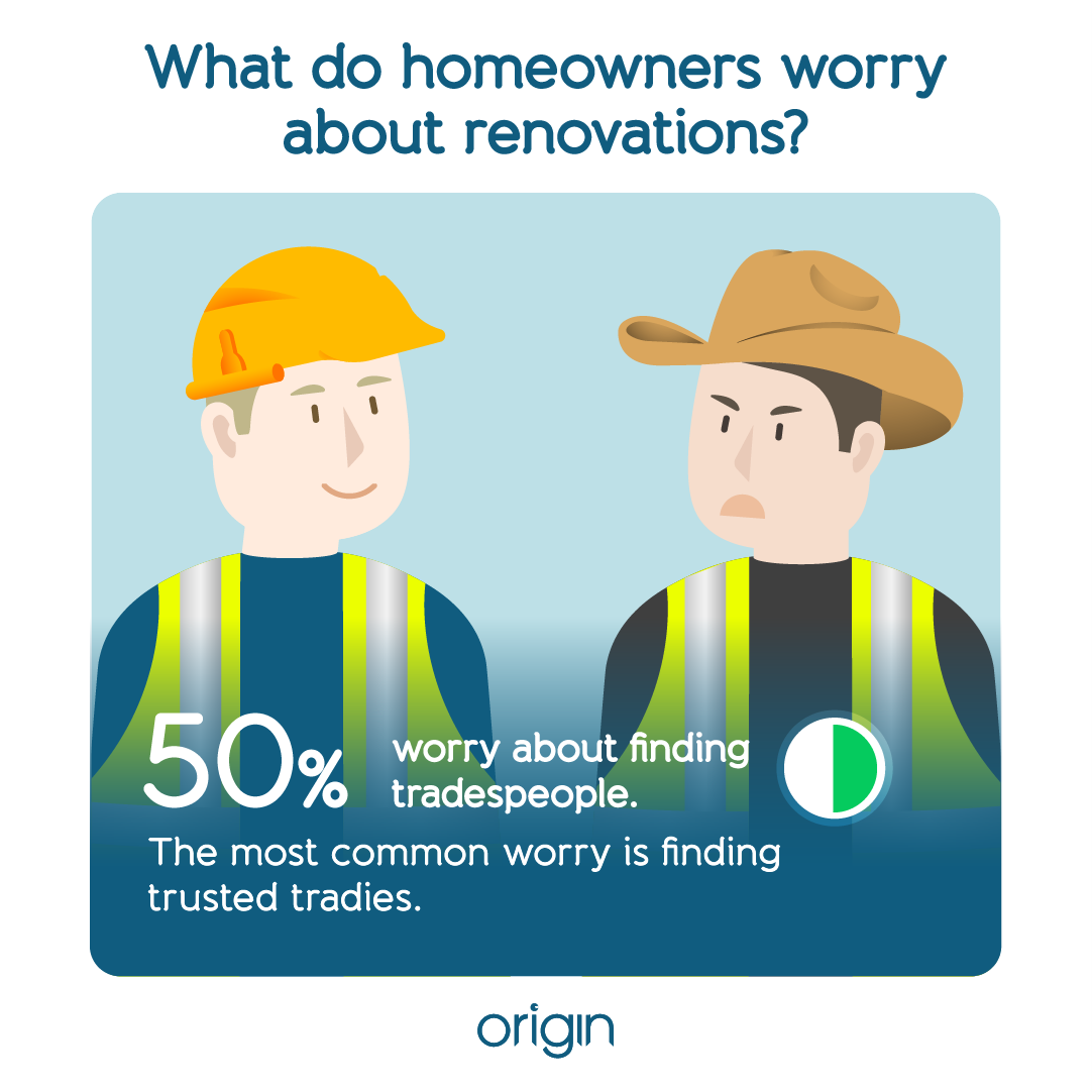 infographic showing 50% said they struggle to find a tradesman, the most common complaint being trustworthiness. 