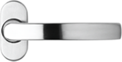 Solid stainless steel lever handle with separate escutcheon (Style 253/280).