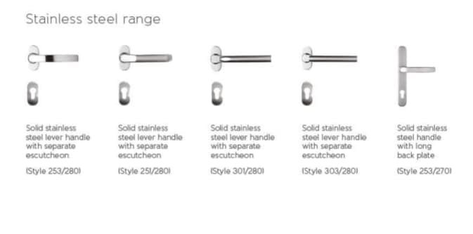 Bifold door handle stainless steel range